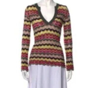 Missoni lightweight v neck zigzag sweater size 40 small